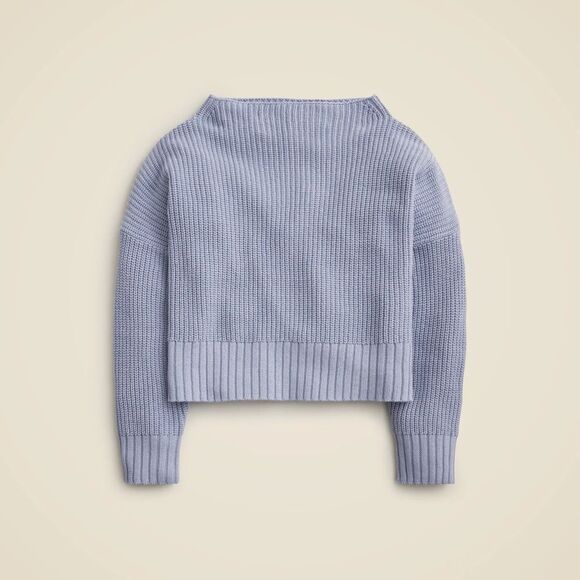 NWT J CREW Ribbed funnelneck sweater in linen-cotton blend in Lavender Lakeshore - Picture 2 of 7